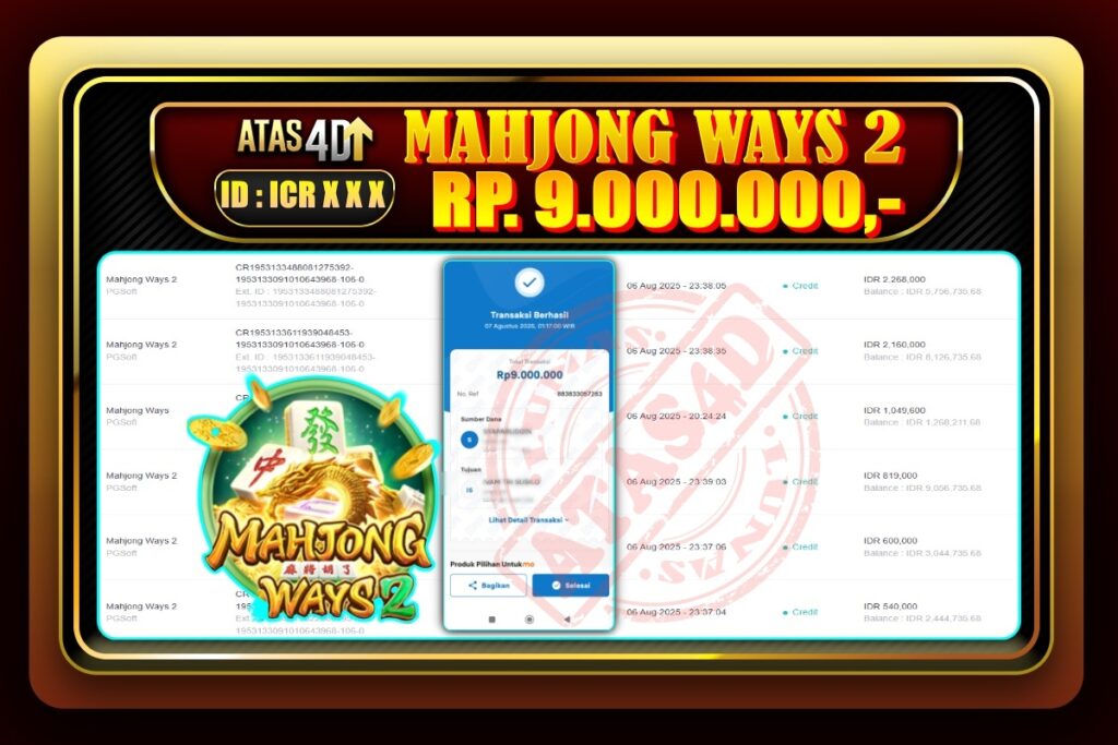 Bukti Jp ATAS4D Slot Online 07 Agustus 2025