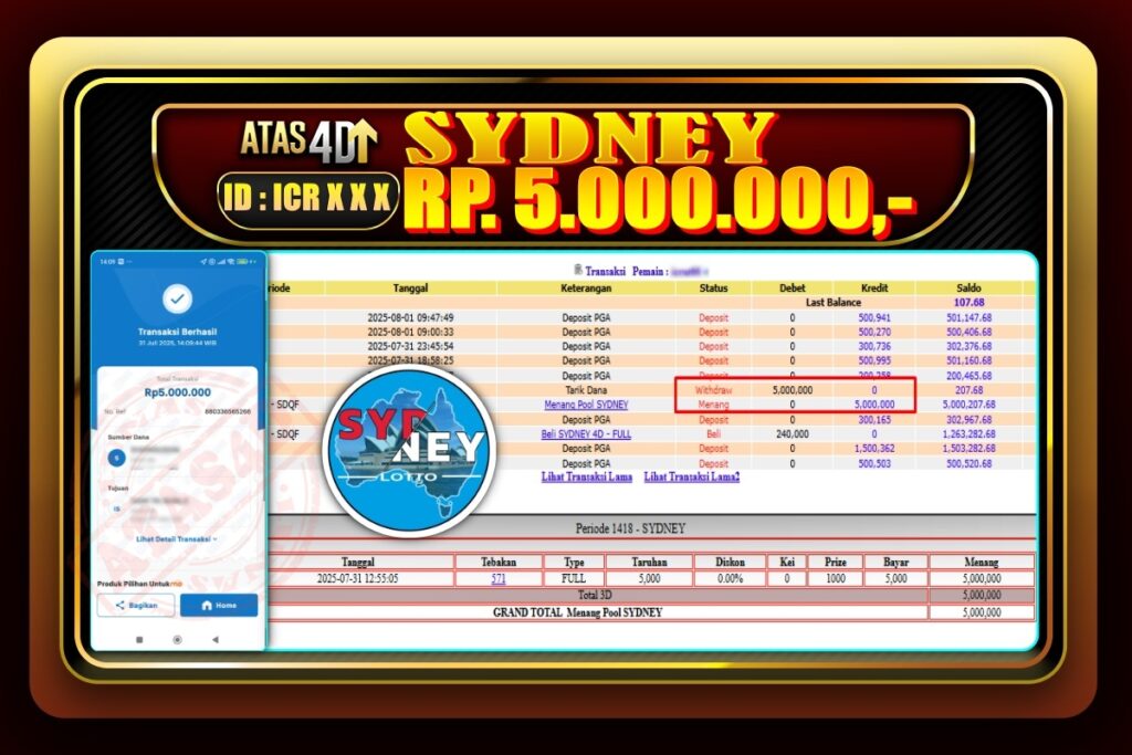 Bukti Jp ATAS4D – Togel Online 31 Juli 2025