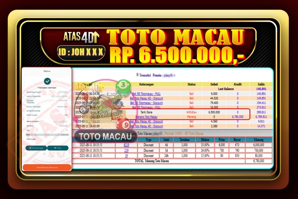 Bukti Jp ATAS4D – Togel Online 11 Agustus 2025