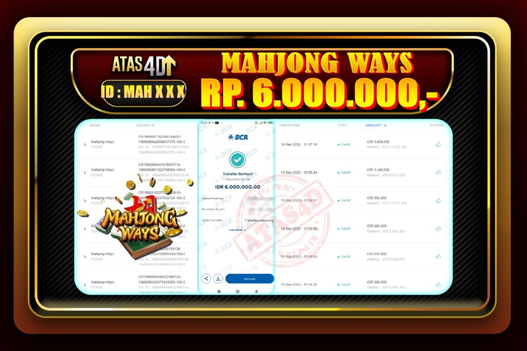 Bukti Jp ATAS4D Slot Online 19 September 2025.