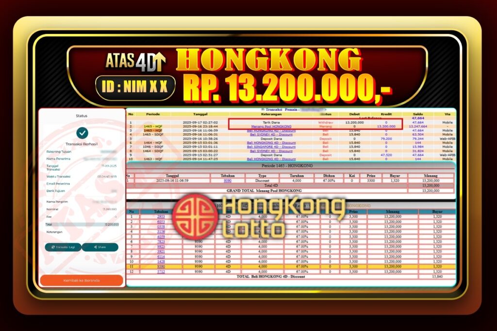Bukti Jp ATAS4D Togel Online 17 September 2025.