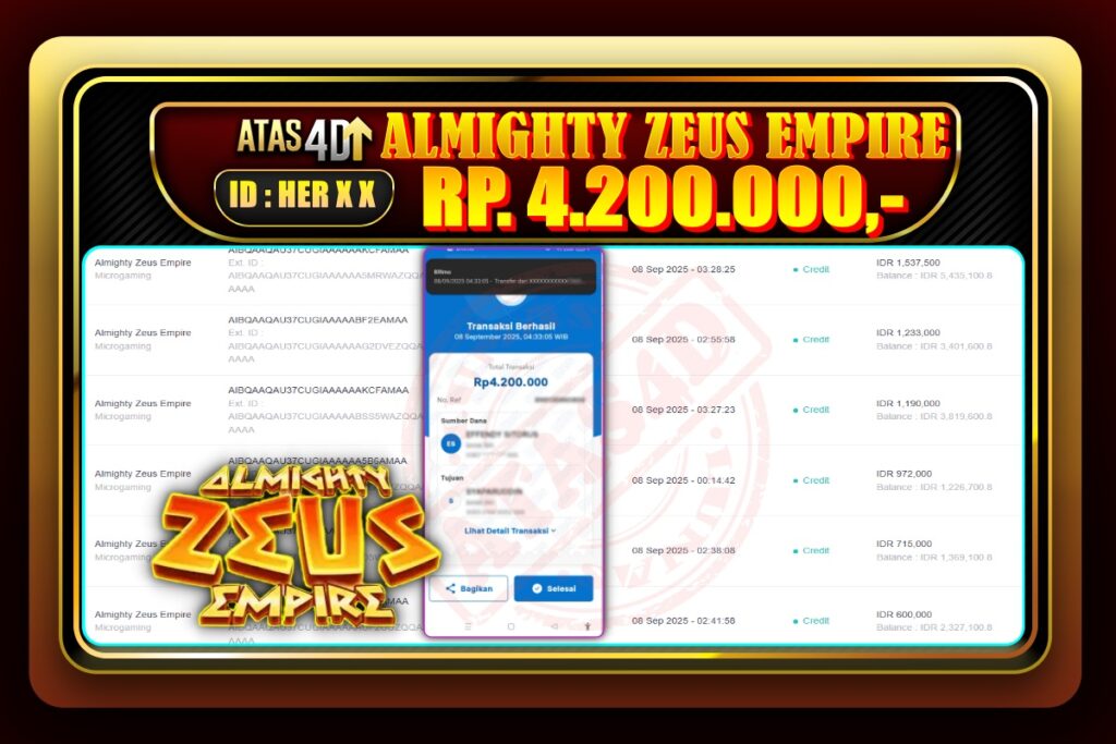Bukti Jp ATAS4D Slot Online 08 September 2025.