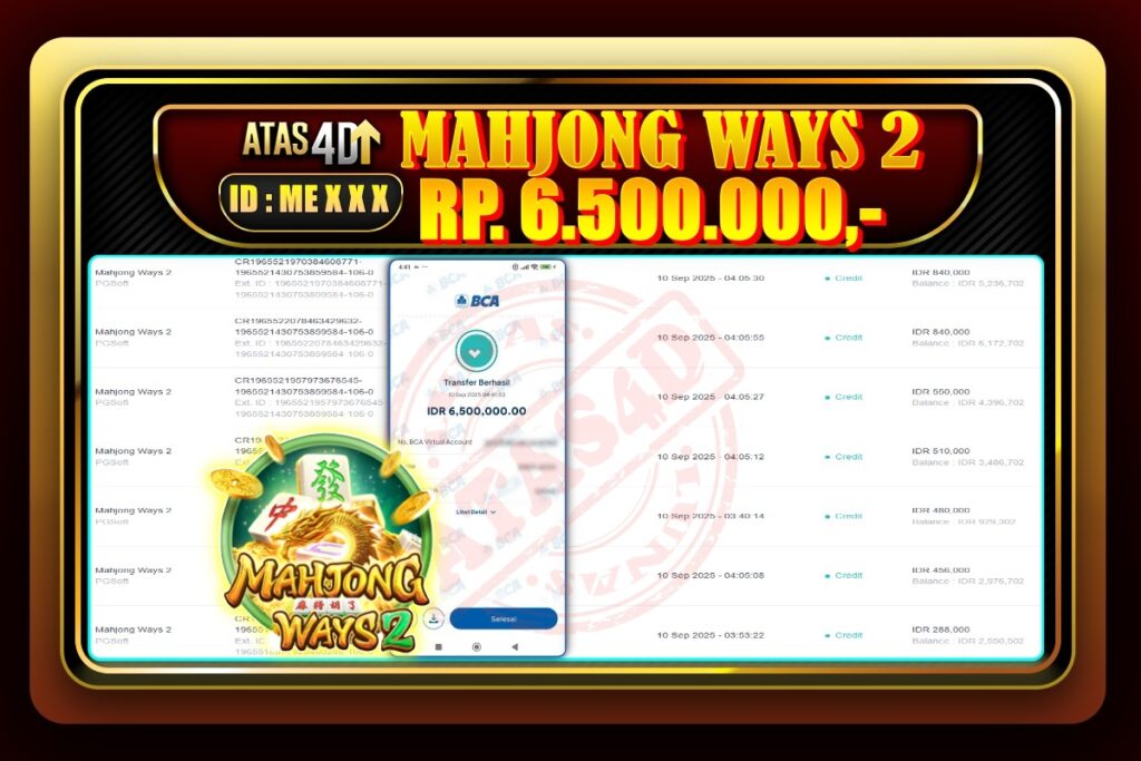 Bukti Jp ATAS4D Slot Online 10 September 2025.