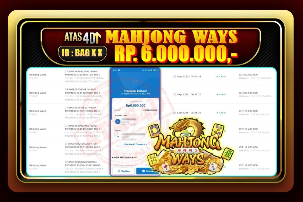 Bukti Jp ATAS4D Slot Online 2025 – 20 September 2025.