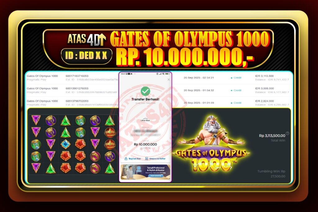 Bukti Jp ATAS4D Slot Online, 20 September 2025