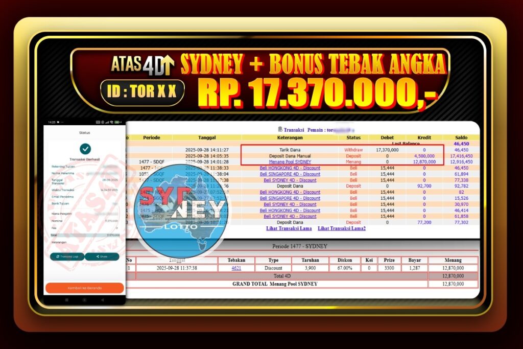 Bukti Jp ATAS4D Togel Online 28 September 2025