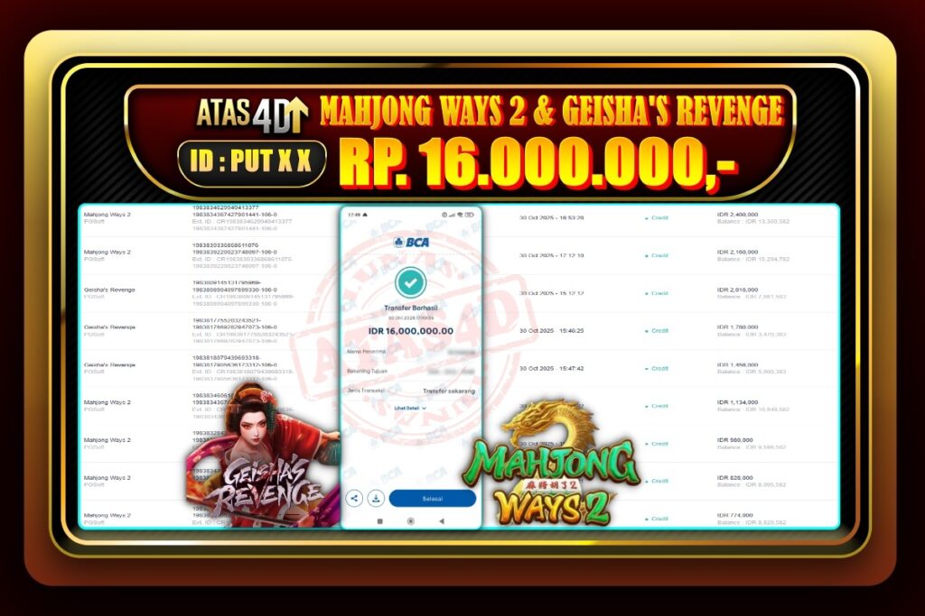 Bukti Jp ATAS4D Slot Online 30 Oktober 2025.