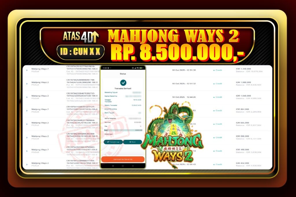 Bukti Jp ATAS4D Slot Online 18 Oktober 2025.