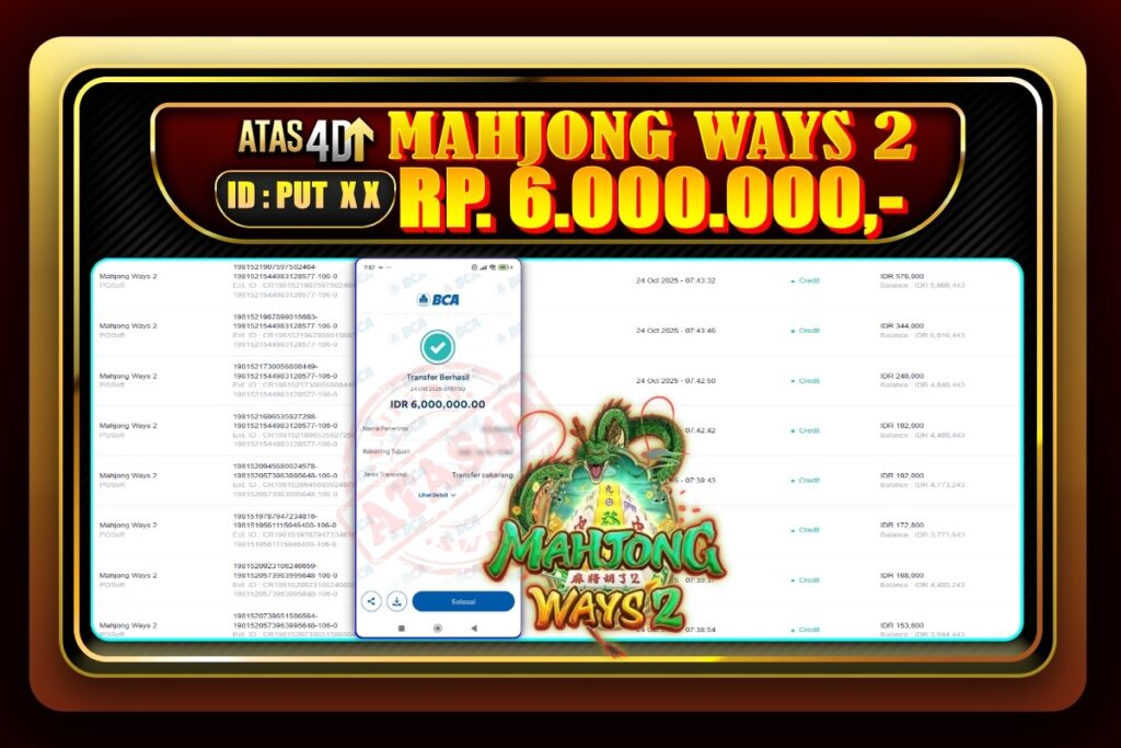 Bukti Jp ATAS4D Slot Online 24 Oktober 2025.