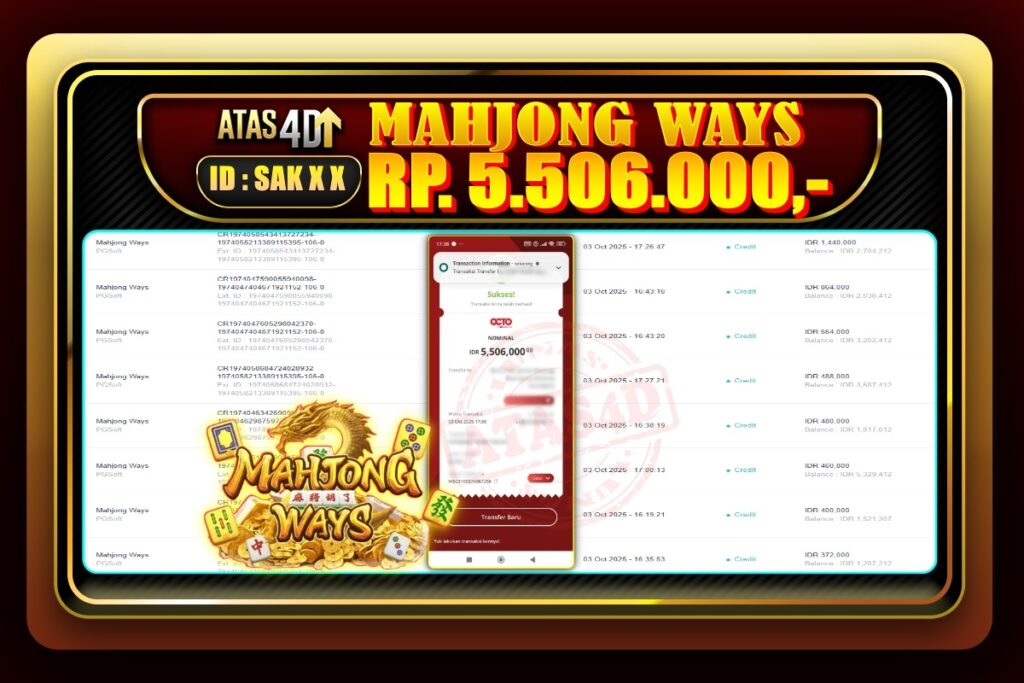 Bukti Jp ATAS4D Slot Online 03 Oktober 2025.