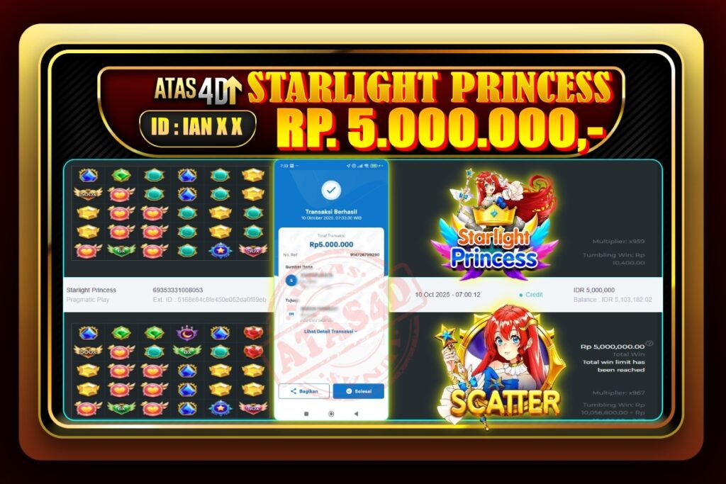 Bukti Jp ATAS4D Slot Online 10 Oktober 2025.