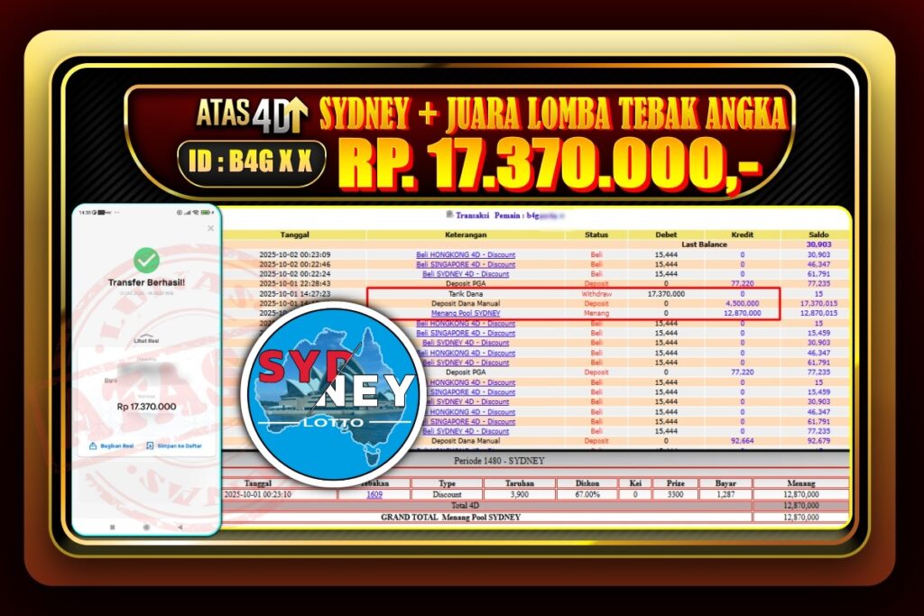 Bukti Jp ATAS4D Togel Online 01 Oktober 2025.