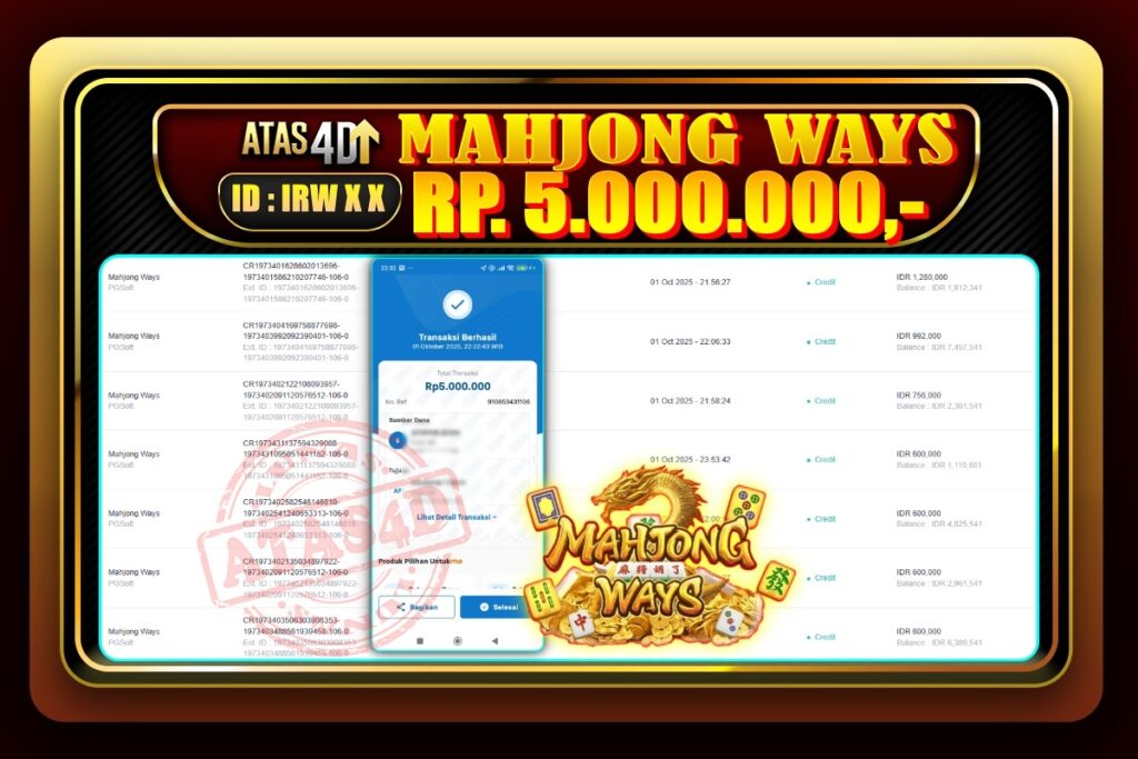 Bukti Jp ATAS4D Slot Online 01 Oktober 2025