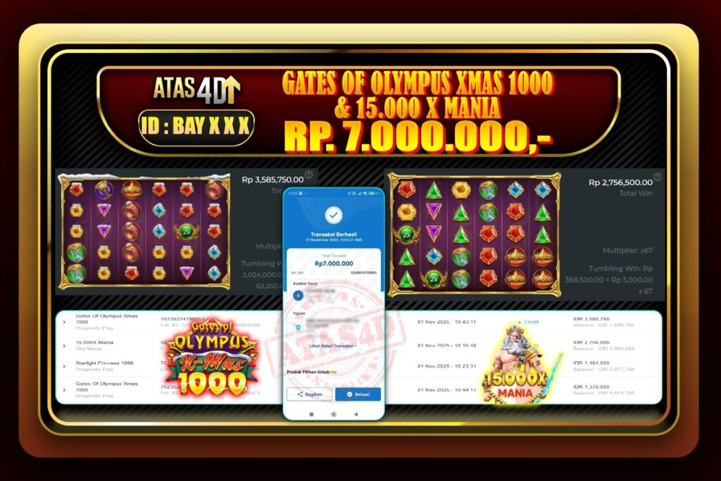 Bukti Jp ATAS4D Slot Online 01 November 2025.