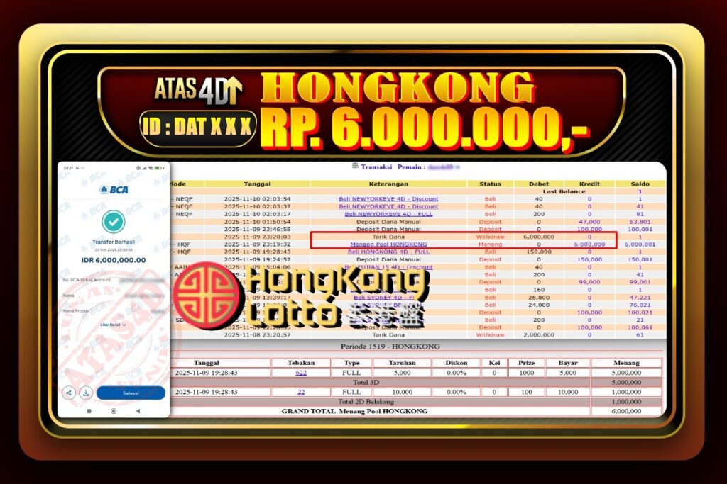 Bukti Jp ATAS4D Togel Online 09 November 2025.
