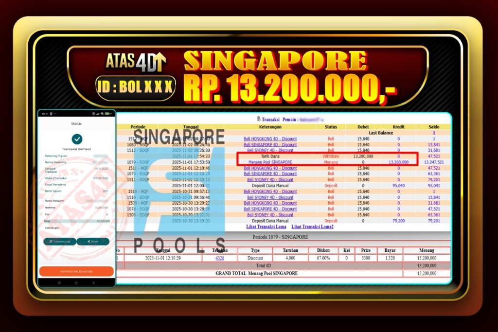 Bukti Jp ATAS4D Togel Online 01 November 2025