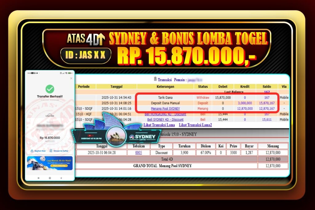 Bukti Jp ATAS4D Togel Online 31 Oktober 2025