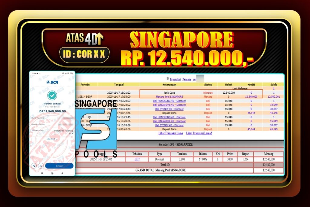 Bukti Jp ATAS4D Togel Online 17 November 2025