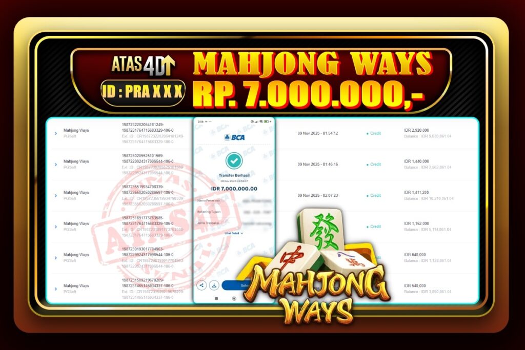 Bukti Jp ATAS4D Slot Online 09 November 2025.