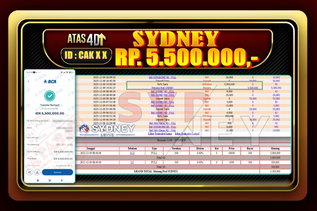 Bukti Jp ATAS4D Togel Online 09 Desember 2025